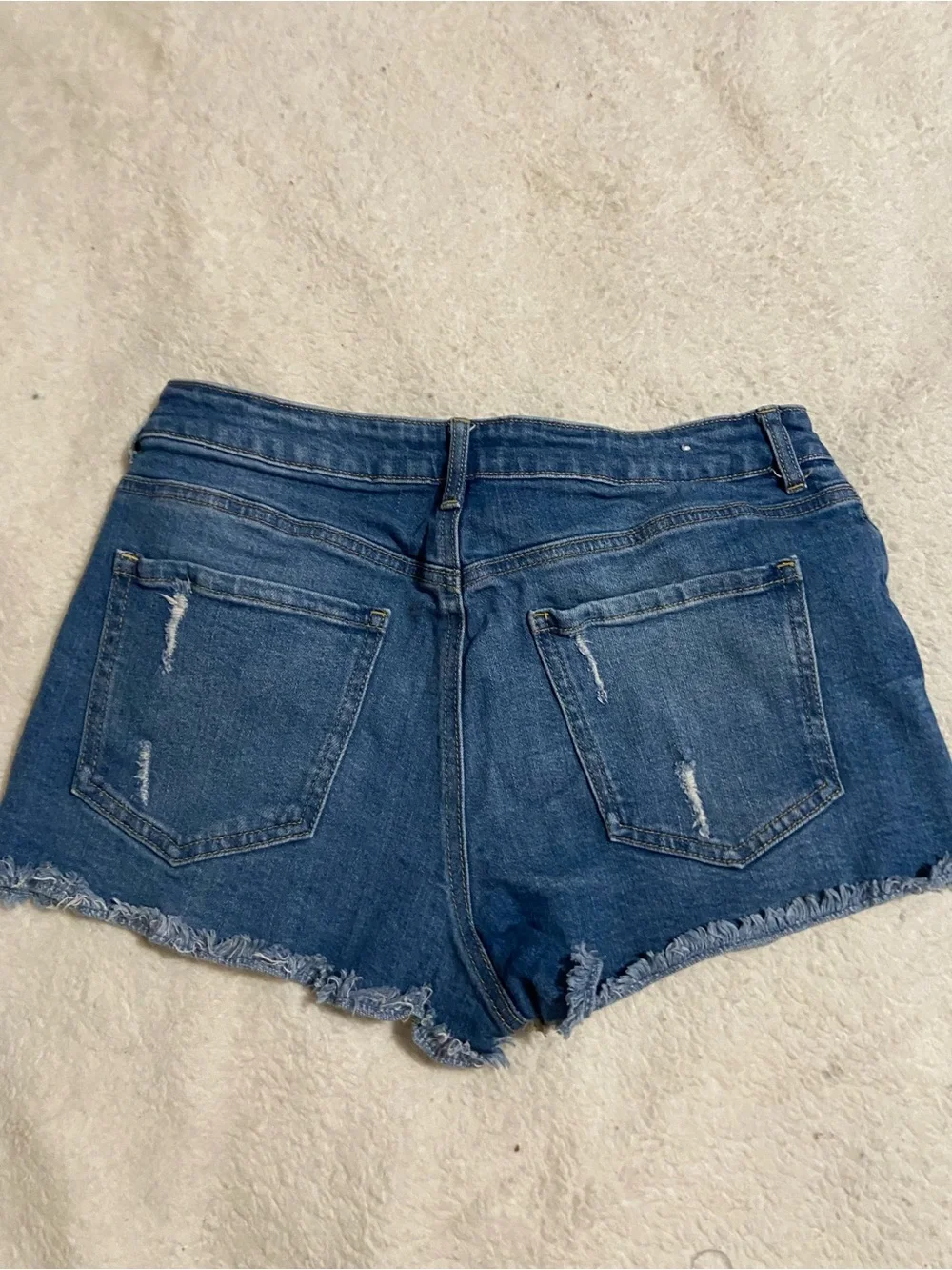 Forever 21 Distressed Denim Jean Shorts - Blue